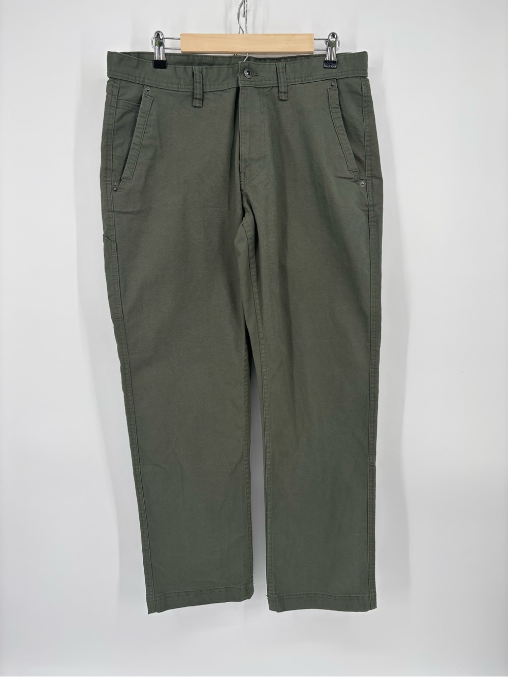 Eddie Bauer Mens Canvas Utility Pants 34x30 Green Stretch Workwear Outdoor Chino - Picture 11 of 14